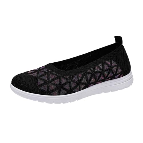 Women Mesh Slip On Walking Shoes Slip On Walking Shoes for Women Arch Support Comfort Lightweight Breathable Walking Sneakers Black_03, 7.5