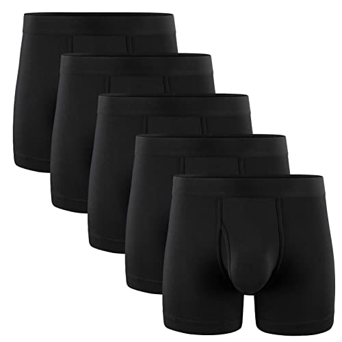 5Mayi Mens Underwear Boxer Briefs for Men Cotton Men's Boxer Briefs Black Pack of 5 M