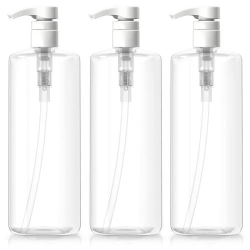 Bar5F Refillable Pump Bottles 32-Ounce 1-Liter Shampoo Conditioner Lotion Soap Crystal-Clear BPA-Free Pack of 3