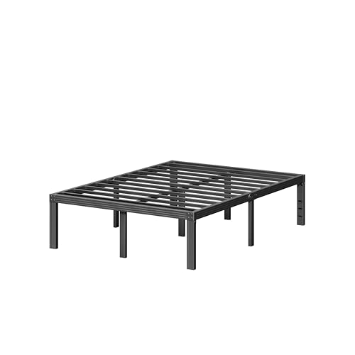 FSCHOS Queen-Bed-Frame / 18 Inch Metal Platform Bed Frame Queen Size/Reinforced Steel Slats Support/No Box Spring Needed/Heavy Duty Mattress Foundation/Easy Assembly/Noise Free/Black