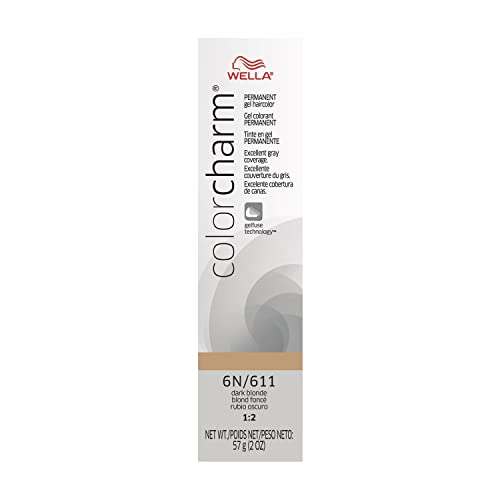WELLA colorcharm Permanent Gel, Hair Color for Gray Coverage, 6N/611 Dark Blonde