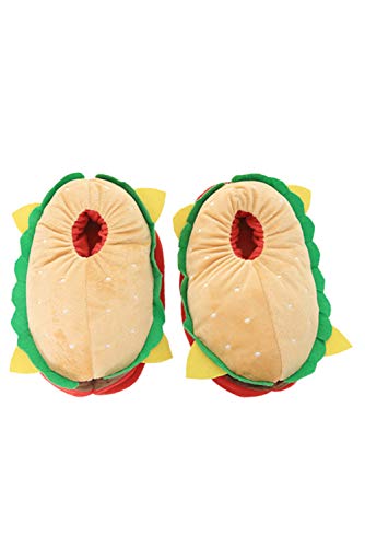 Joyshop Unisex Novelty Cute Plush Hamburger Slippers Adult Anti Slip Loafers