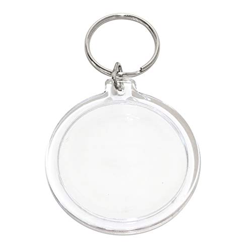 10 Easy-to-Use Snap in Photo Keychains Round, Clear Acrylic 7.9cm x 4.5cm for Gifts