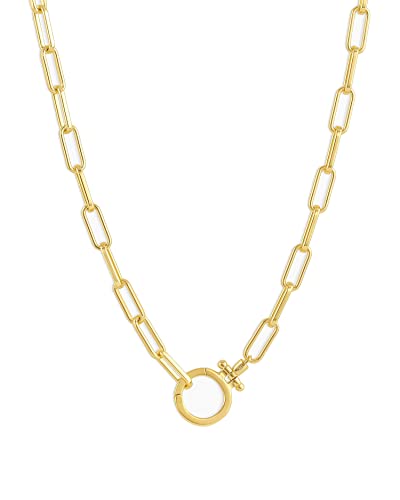 gorjana Women's Parker Necklace, 18k Gold Plated, Paperclip Link Chain w/Chunky Clasp