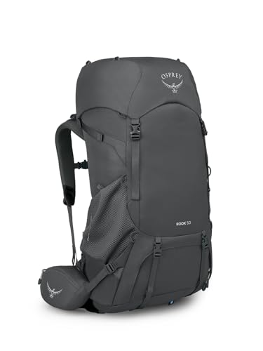 Osprey Rook 50L Men's Backpacking Backpack, Dark Charcoal/Silver Lining