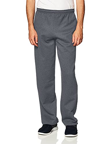 Gildan Adult Fleece Open Bottom Sweatpants with Pockets, Style G18300, Dark Heather, 2X-Large