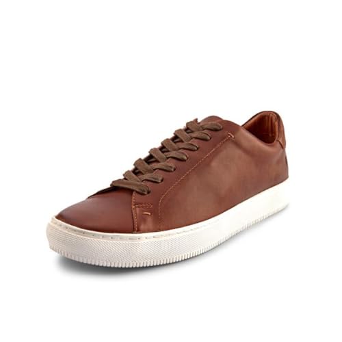 Frye Astor Low Lace Sneakers for Men Crafted from Leather with Artisanal Hand-Tacking Details, Cushioned Poron Footbeds, Padded Collar and Tongue, and Waxed Cotton Laces, Caramel - 11 M