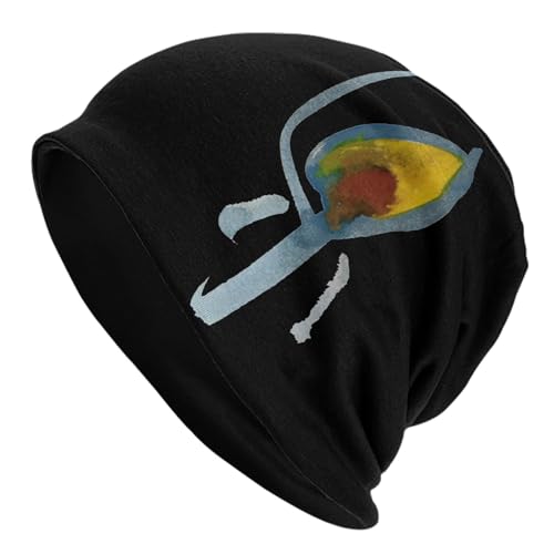 LOUNDY Nujabes Knit Hat Cuffed Beanie Hat Pullover Hat for Men and Women Slouchy Printed Skull Cap Black