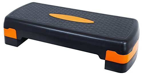 Signature Fitness Adjustable Workout Aerobic Stepper Step Platform Trainer, Medium, Black/Orange