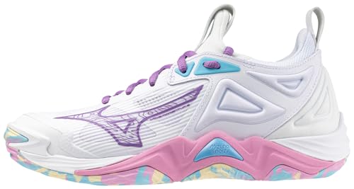 Mizuno Wave Momentum 3 Women's Volleyball Shoe, White-Pink Tetra, 8