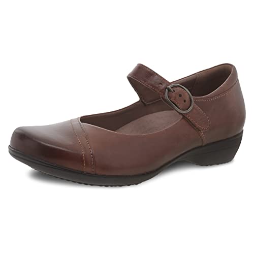 Dansko Fawna Mary Jane for Women - Cute, Comfortable Shoes with Arch Support - Versatile Casual to Dressy Footwear with Buckle Strap - Lightweight Rubber Outsole, Chestnut, 7.5-8 M US