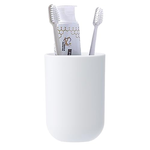 UVIVIU Toothbrush Cup, Bathroom Cup, Toothbrush Holder, Bathroom Tumbler, Plastic, 350ml (White)