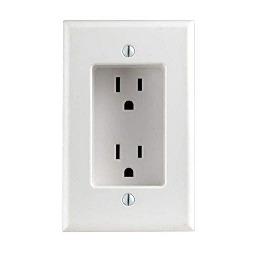 Leviton 689-W 15 Amp 1-Gang Recessed Duplex Receptacle, Residential Grade, with Screws Mounted to Housing, White, 1-Pack