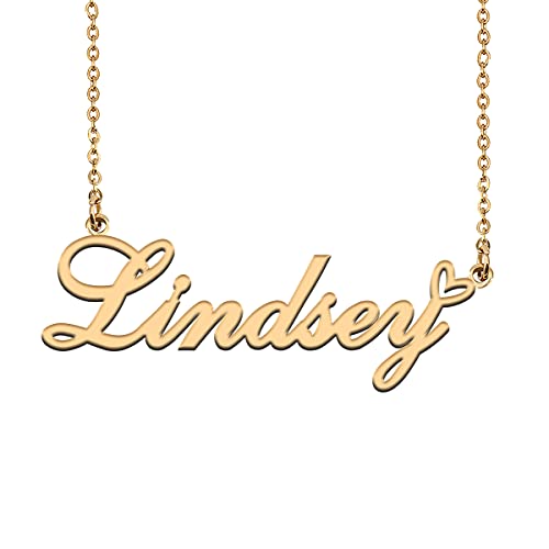 HUAN XUN Customized Nameplate Necklace Charm Jewelry for Mom Lindsey