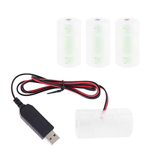 Peiiwdc Battery Eliminator, D Battery 2m USB Powered Cable Can Replace 1 to 4pcs 1.5V LR20 D Battery for Tankless Water Heater Toys Lamp