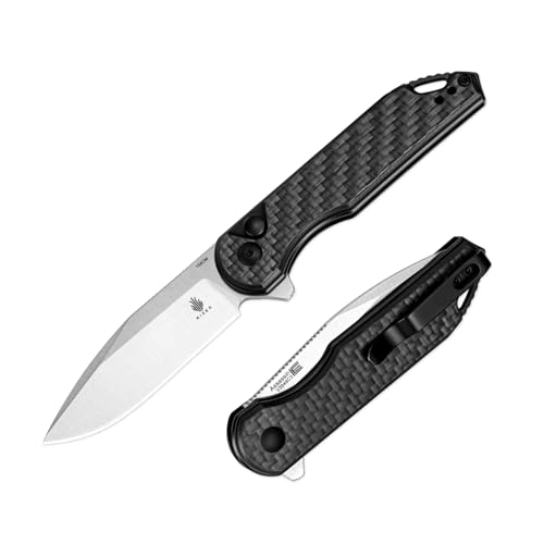 Kizer Assassin Pocket Knife, 3.04' 154CM Steel Blade, Folding Knife, Black Carbon Fiber and G10 Handle, EDC Knife with Flipper Opener, V3549C3