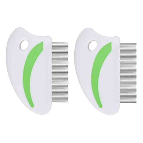 Brillirare 2 Pack Flea Lice Comb, Stainless Steel Dog Cat Grooming Combs with Rounded Teeth, Professional Pet Tear Stain Remover, Dematting Tool for Small, Medium & Large Pets