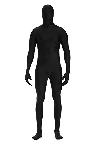 FALETO Unisex Adult Full Body Suit Spandex Zentai Suit Cosplay Halloween Costume, Black L