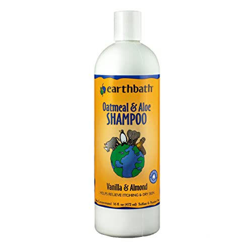 earthbath, Oatmeal & Aloe Dog Shampoo - Oatmeal Shampoo for Dogs, Itchy, Dry Skin Relief, Dog Wash, Made in USA, Cruelty Free Pet Shampoos - Vanilla & Almond, 16 Oz (1 Pack)