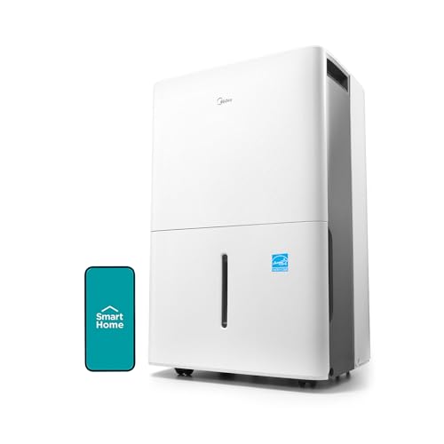 Midea 4,500 Sq. Ft. Energy Star Certified Dehumidifier With Reusable Air Filter 50 Pint - Ideal For Basements, Large & Medium Sized Rooms, And Bathrooms (White)