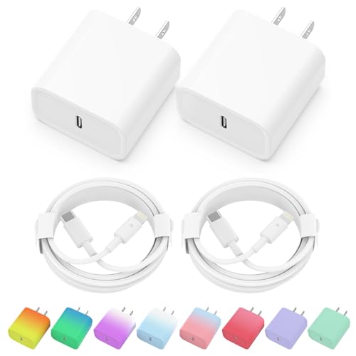 iPhone Charger, 2 Pack 20W PD USB C Wall Fast Charger Adapter with 2 Pack 6FT Type C to Lightning Cable Compatible for iPhone 14 13 12 11 Pro Max XR XS X,iPad