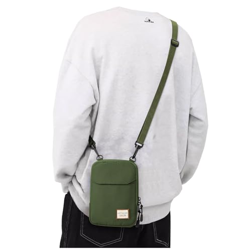 Small Crossbody Bag for Men, Mini Shoulder Bag Mini Messenger Bag for Cell Phone Travel Outdoor Hiking, Neck Pouch Bag Passport Wallet with Adjustable Shoulder Strap