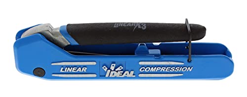 IDEAL INDUSTRIES INC. 33-632 LinearX3 Coax Compression Tool, Compression Tool for F/BNC/RCA connectors, w/ [4] RTQ XR RG-6/6 Quad F Connectors