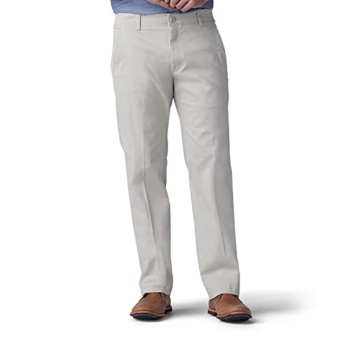 Lee Men's Extreme Motion Flat Front Regular Straight Pant Stone 42W x 32L