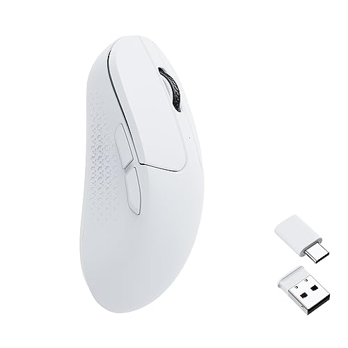 Keychron M3 Mini Wireless Optical Mouse, Bluetooth 5.1/2.4 GHz/Wired Gaming Mouse, Programmable PixArt 3395 Sensor with up to 26,000 DPI/ 650 IPS, Lightweight Ergonomic for Windows Mac Linux - White