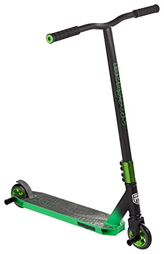 Mongoose Rise 100 Pro Freestyle Stunt/Trick Scooter, Lightweight Alloy Deck & Heavy-Duty Frame Up to 220 lbs., T-Bar Handlebar w/ Bike-Style Grip, High Impact 100mm Wheels, Black/Green