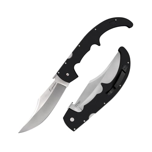 Cold Steel, G-10 Folding Knife, X-Large Espada, 7 1/2' stonewashed Blade, Ambidextrous Stainless Pocket/Belt Clip