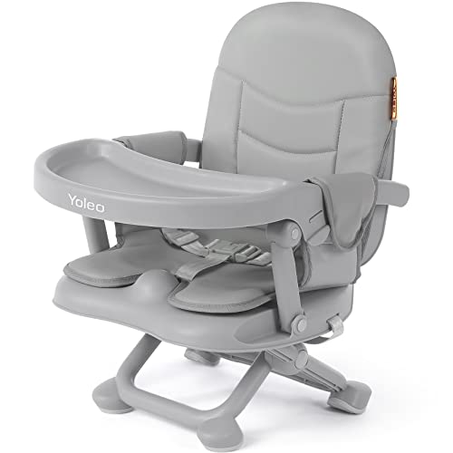 YOLEO High Chair for Toddlers Folding Compact Portable Booster Seat Babies/Kids Chair on Chair for Dining Table Camping (Grey)