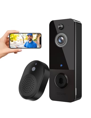 SUNNYJANE Video Doorbell Camera Wireless, 2-Way Audio Included Chime Ring, AI Human Detection, Live View, 2.4G Wi-Fi, Motion Alerts, Night Vision, Cloud Storage, Indoor/Outdoor Surveillance Cam