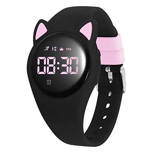 Bigmeda Kids Watch, Digital Watch, Sport Watch with Alarm Clock, Stopwatch, Waterproof Fitness Tracker with No App for Ages 5-12 Children (MEHeipin-Black Pink)