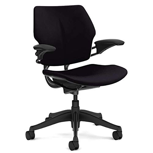 Humanscale Freedom Office Task Desk Chair | Corde 4 Black Seat and Back | Graphite Frame | Height-Adjustable Duron Arms | Standard Foam Seat, Hard Carpet Casters, and 5' Cylinder
