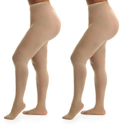 Silky Toes Womens Plus Size Opaque Microfiber Casual Tights- (5/6, Nude)