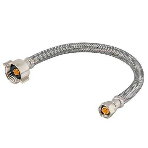 Eastman 12 Inch Flexible Toilet Connector, Stainless Steel Braided Hose with 7/8 Inch Ballcock Nuts, 3/8 Inch Compression, 48088