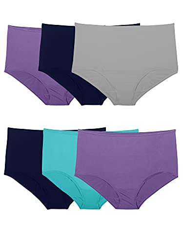 Fruit of the Loom womens Microfiber Panties (Regular & Plus Size) underwear, Brief - 6 Pack Assorted, 7 US