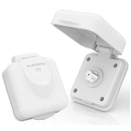Furrion Mini TV/SAT Inlet Square with F-Type Connector for Coaxial Cable Feed; Marine Grade Weatherproof Sealing (White) - FTVINB-PS
