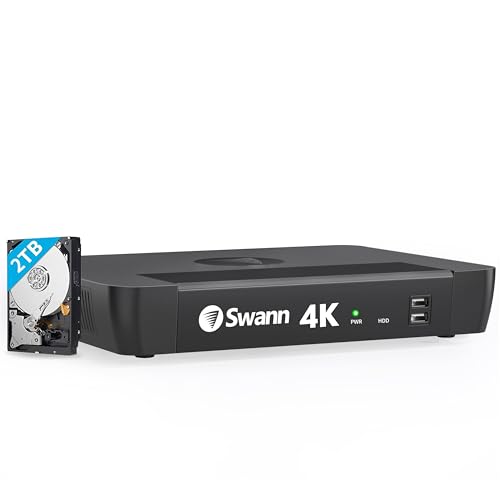 Swann 4K 8Channel Security Camera System NVR Recorder: nvr-8580 Security PoE NVR Box with 2TB HDD,24/7 Continuous Recording,Work with Swann IP 12MP/4K/5MP/4MP HD Cameras, SRNVR-88580H