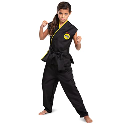 Disguise Cobra Kai Costume for Kids, Official Cobra Kai Costume Kids Gi with Black Belt, Child Size Large (10-12)