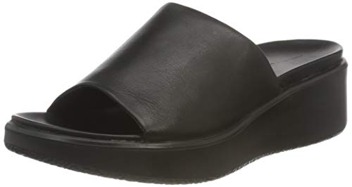 ECCO Women's Flowt Luxery Wedge Slide Sandal, Black, 7-7. 5