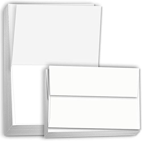 Hamilco Blank Cards and Envelopes White Cardstock Paper 4.5' x 6.25' A6 Folded Cards with Envelopes 80 lb Card Stock 100 Pack