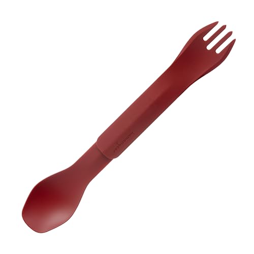 humangear GoBites Duo | Travel & Camping Utensils | Portable & Convertible Dining Ware | Multi-Functional Spork, Red