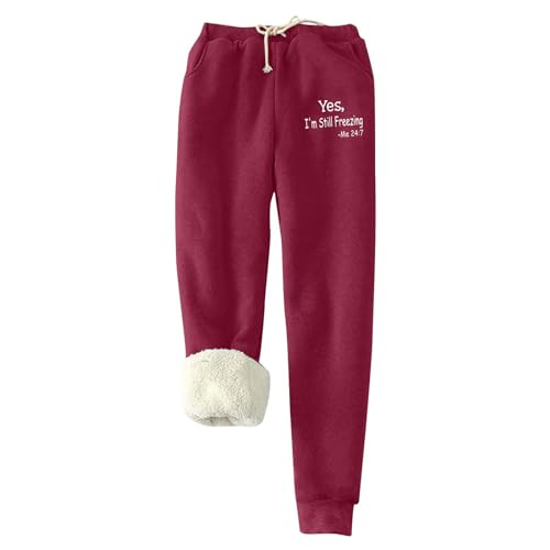Yes I'm Still Freezing Sherpa Fleece Lined Sweatpants Jogger for Women Winter Warm Cozy Soft Pants with Pockets