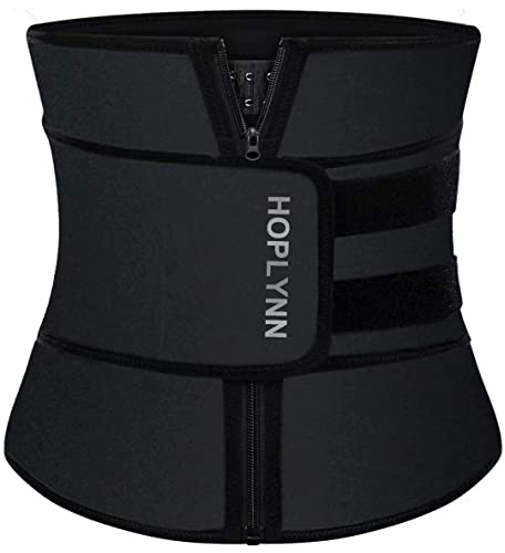 HOPLYNN Neoprene Sweat Waist Trainer Corset Trimmer Shaper Belt for Women, Workout Plus Size Waist Cincher Stomach Wraps Bands Black Medium