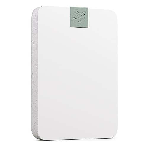 Seagate Ultra Touch HDD 2TB External Hard Drive - 7mm, Cloud White, Post-Consumer Recycled Material, 6mo Dropbox and Mylio, Rescue Services (STMA2000400)