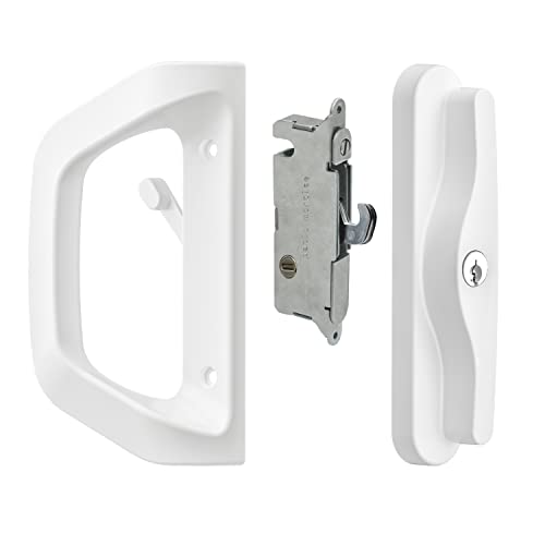 EASILOK Sliding Glass Door Lock, Patio Door Handle Set with Key Cylinder & Mortise Lock Patio Door Lock Replacement Convertible Fits Door Thickness from 1-1/2' to 2-4/25',3-15/16''Screw Hole Spacing
