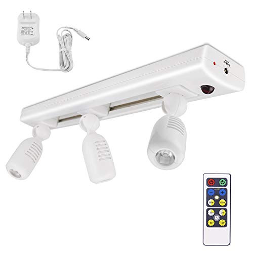 BIGLIGHT LED Track Light, Dimmable Accent Lighting with Rotatable Heads, Plug in Spotlight with Remote for Lighting up Kitchen Sink Cabinet Gallery Picture Bathroom Basement Artwork