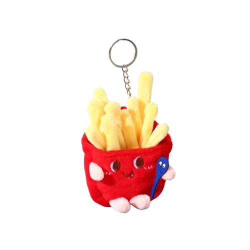 Cute Cartoon French Fries Hamburger Hot Dog Drumstick Plush Keychain Backpack Bookbag Charms Accessories-French Fries